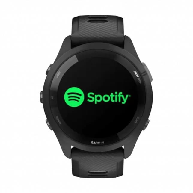 Смарт-годинник Garmin Forerunner 265 з чорним корпусом та Black/Powder Gray чорним силіконовим ремінцем