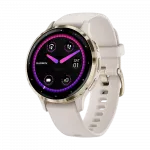 Смарт-годинник Garmin Venu 3S Soft Gold Stainless Steel Bezel з Ivory білим корпусом та силіконовим ремінцем
