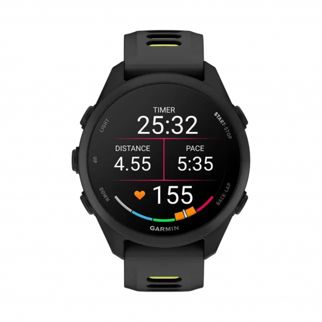 Смарт-годинник Garmin Forerunner 170 Music Black чорний з Black/Amp Yellow чорним/жовтим силіконовим ремінцем
