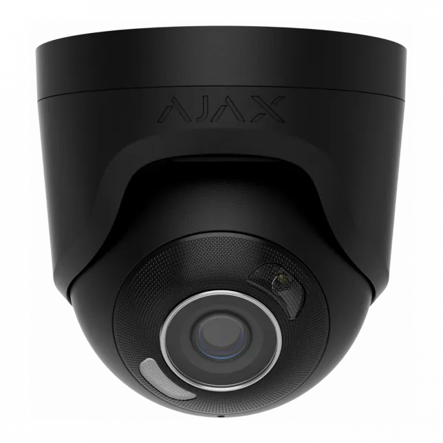 IP-Камера дротова Ajax TurretCam HL black 5мп, 2.8мм, гібридне підсвічування IR 50м, білий Led 50м, Poe, True WDR, IP 65, ІЧ 50м, аудіо, кут огляду 100° до 110°, купольна, чорна