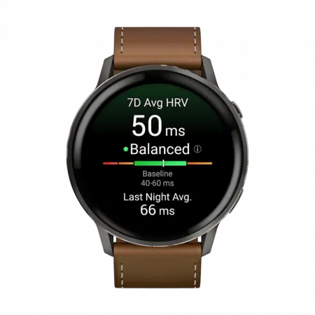 Смарт-годинник Garmin Venu 4 45 мм Slate з Black чорним силіконовим та Brown коричневим шкіряним ремінцями