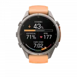 Смарт-годинник Garmin Fenix 9 Pro - inReach, 43мм Titanium з Shell Pink/Autumn Orange рожевим/помаранчевим силіконовим ремінцем