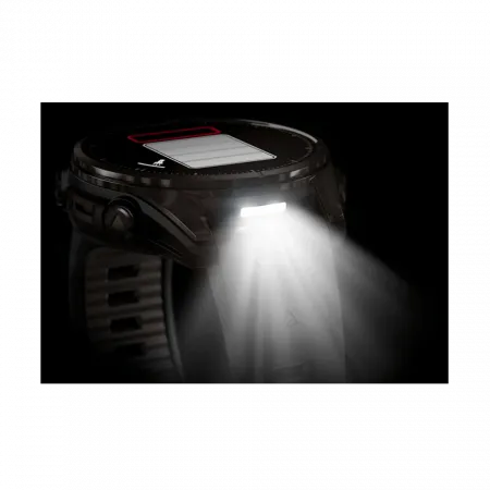 Смарт-годинник Garmin Fenix 8 43мм, AMOLED Sapphire, Carbon Grey DLC Titanium з Black/Pebble Grey чорним силіконовим ремінцем
