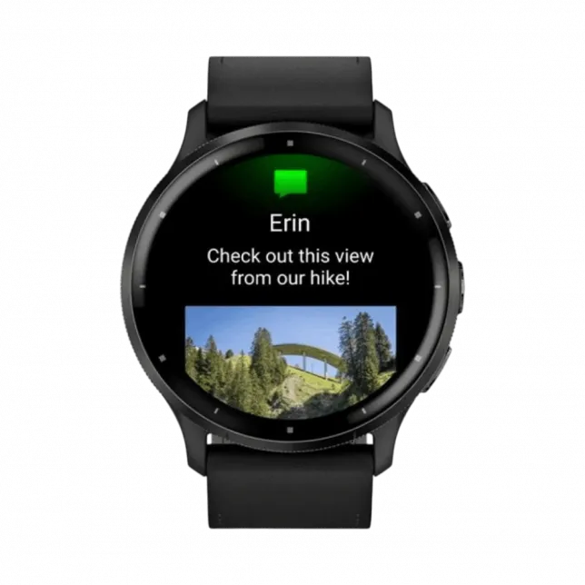 Смарт-годинник Garmin Venu 3 Slate stainless steel bezel з чорним корпусом та шкіряним ремінцем