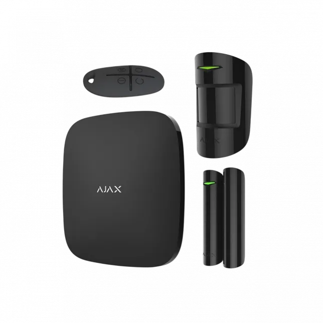 Комплект охоронної сигналізації Ajax StarterKit, hub, motionprotect, doorprotect, spacecontrol, jeweller, бездротовий, чорний