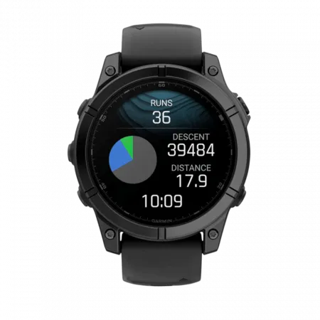 Смарт-годинник Garmin Fenix E 47мм, AMOLED Slate Gray Steel з чорним силіконовим ремінцем
