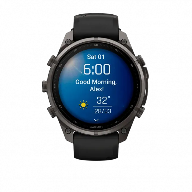 Смарт-годинник Garmin Fenix 9 Pro 47мм, Carbon Gray DLC Titanium з Black/Pebble Grey чорним/темно-сірим силіконовим ремінцем