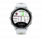 Смарт-годинник Garmin Forerunner 970 Titanium з Whitestone корпусом та Whitestone/Translucent Amp Yellow білим силіконовим ремінцем