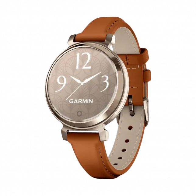 Смарт-годинник Garmin Lily 2 Classic Cream Gold з Tan коричневим шкіряним ремінцем