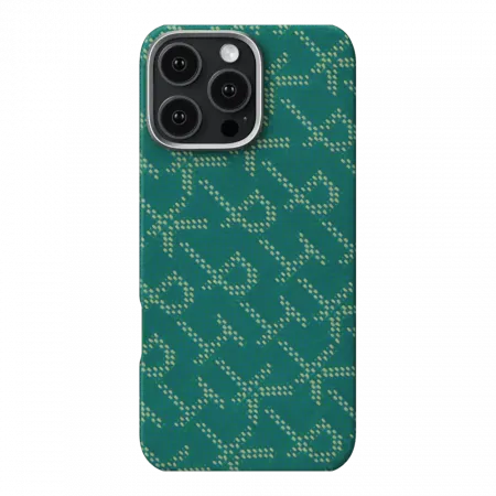 Чохол Pitaka Tactile Woven Monogram Green/Gold для iPhone 16 Pro