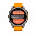 Смарт-годинник Garmin Fenix 8 47мм, AMOLED Sapphire, Titanium з Spark Orange/Graphite помаранчевим силіконовим ремінцем