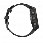 Смарт-годинник Garmin Fenix 8 47мм, AMOLED Sapphire, Carbon Grey DLC Titanium з Black/Pebble Grey чорним силіконовим ремінцем