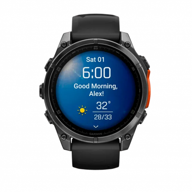 Смарт-годинник Garmin Fenix 8 47мм, AMOLED Slate Gray з Black чорним силіконовим ремінцем
