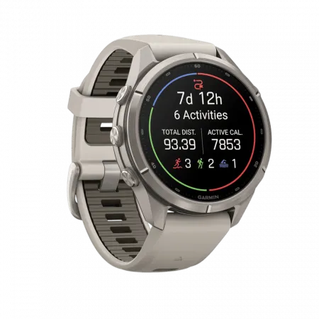 Смарт-годинник Garmin Fenix 9 Pro 43мм, Titanium з Fog Grey/Dark Sandstone сірим/темно сірим силіконовим ремінцем