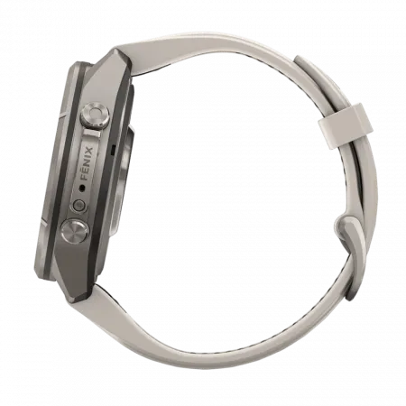Смарт-годинник Garmin Fenix 9 Pro 43мм, Titanium з Fog Grey/Dark Sandstone сірим/темно сірим силіконовим ремінцем