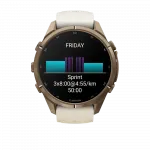 Смарт-годинник Garmin Fenix 9 Pro 43мм, Autumn Gold Titanium з Cream/French Grey бежевим силіконовим ремінцем