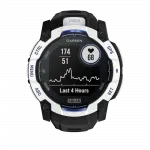 Смарт-годинник Garmin Instinct 3 50 мм, Solar Whitestone білий з Black/Bolt Blue чорним/синім силіконовим ремінцем