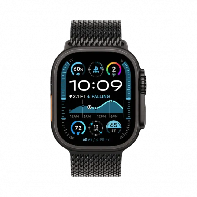 Apple Watch Ultra 2 49mm GPS + LTE Black Titanium Case with Black Titanium Milanese Loop Medium
