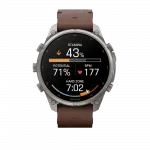 Смарт-годинник Garmin Fenix 9 Pro - inReach, 47мм Titanium з Walnut коричневим шкіряним ремінцем