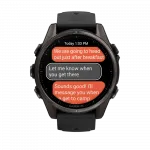 Смарт-годинник Garmin Fenix 8 43мм, AMOLED Sapphire, Carbon Grey DLC Titanium з Black/Pebble Grey чорним силіконовим ремінцем