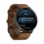 Смарт-годинник Garmin Venu 4 45 мм Slate з Black чорним силіконовим та Brown коричневим шкіряним ремінцями