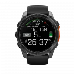 Смарт-годинник Garmin Fenix 8 51мм, AMOLED Slate Gray з Black чорним силіконовим ремінцем