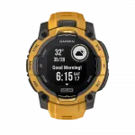 Смарт-годинник Garmin Instinct 3 45 мм, Solar Sunburst помаранчевий з Sunburst/Grey помаранчевим/сірим силіконовим ремінцем