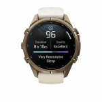 Смарт-годинник Garmin Fenix 9 Pro 43мм, Autumn Gold Titanium з Cream/French Grey бежевим силіконовим ремінцем