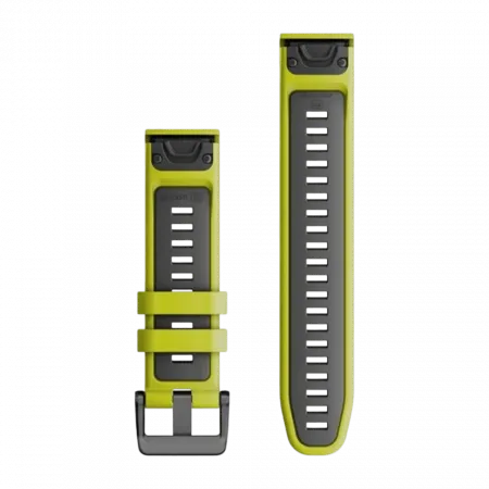 Ремінець QuickFit 22 мм, Electric Lime/Graphite жовтий/сірий силіконовий