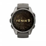 Смарт-годинник Garmin Fenix 9 43мм, Titanium з Pebble Gray темно-сірим силіконовим ремінцем