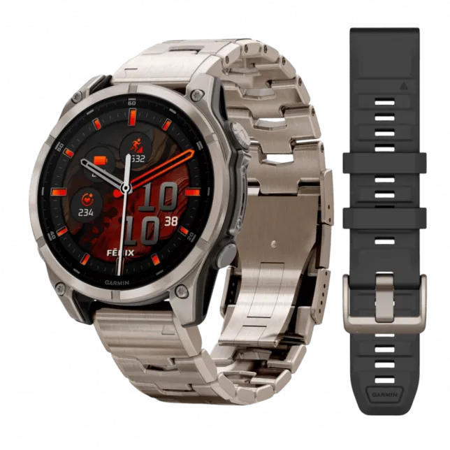 Смарт-годинник Garmin Fenix 8 47мм, AMOLED Sapphire, Titanium з титановим браслетом