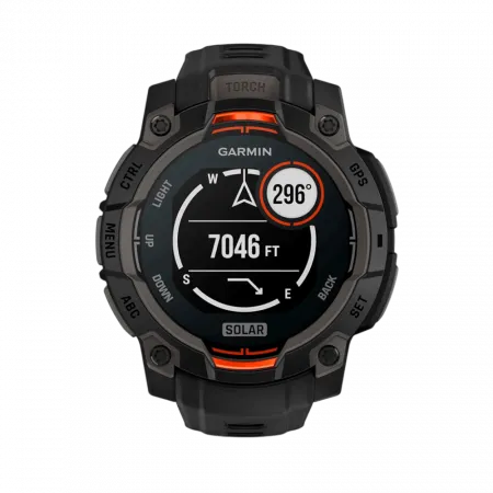 Смарт-годинник Garmin Instinct 3 45 мм, Solar Black чорний з Black чорним силіконовим ремінцем