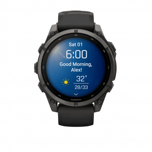 Смарт-годинник Garmin Fenix 9 47мм, Carbon Grey DLC Titanium з Black чорним силіконовим ремінцем
