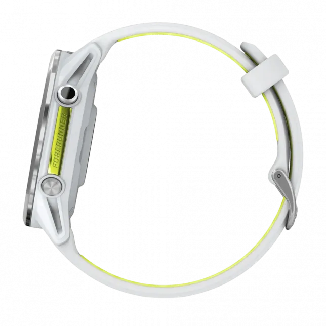 Смарт-годинник Garmin Forerunner 970 Titanium з Whitestone корпусом та Whitestone/Translucent Amp Yellow білим силіконовим ремінцем