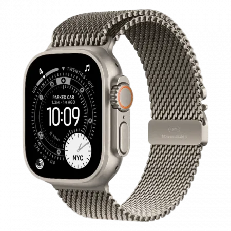 Apple Watch Ultra 3 GPS + LTE, 49mm Natural Titanium Case with Natural Titanium Milanese Loop - Medium