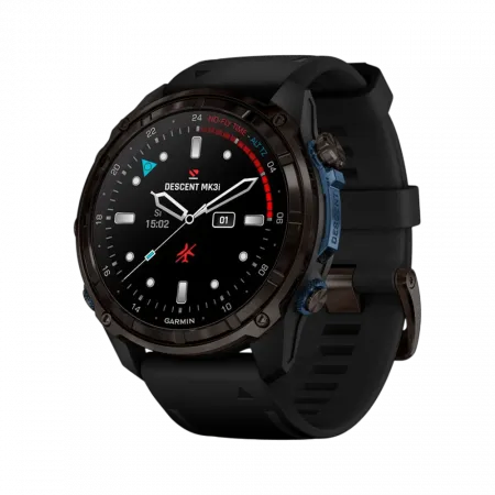 Смарт-годинник Garmin Descent Mk3i 51 мм Carbon Grey DLC Titanium з чорним силіконовим ремінцем