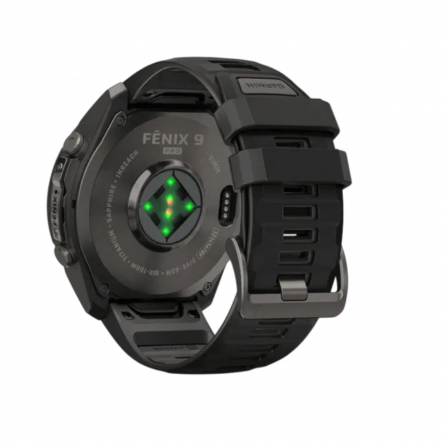 Смарт-годинник Garmin Fenix 9 Pro - inReach, 51мм Carbon Gray DLC Titanium з Black/Pebble Grey чорним/темно-сірим силіконовим ремінцем