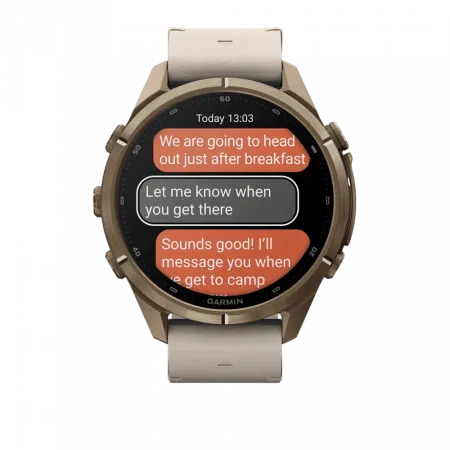 Смарт-годинник Garmin Fenix 9 Pro - inReach, 43мм Autumn Gold Titanium з Bone бежевим шкіряним ремінцем