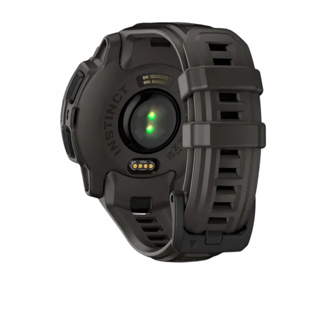 Смарт-годинник Garmin Instinct E 45 мм Black чорний з Charcoal коричневим силіконовим ремінцем
