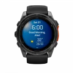Смарт-годинник Garmin Fenix 8 51мм, AMOLED Slate Gray з Black чорним силіконовим ремінцем