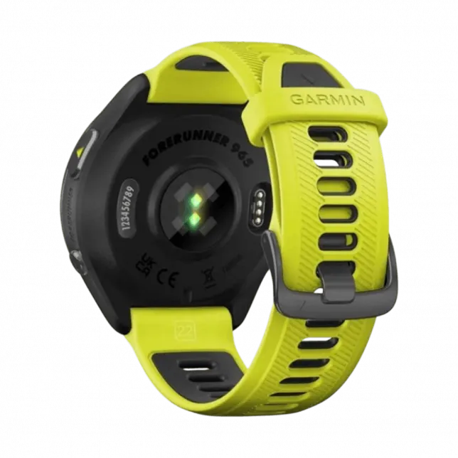 Смарт-годинник Garmin Forerunner 965 Carbon Grey DLC Titanium Bezel з чорним корпусом та Amp Yellow/Black силіконовим ремінцем