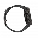 Смарт-годинник Garmin Fenix 8 43мм, AMOLED Sapphire, Carbon Grey DLC Titanium з Black/Pebble Grey чорним силіконовим ремінцем