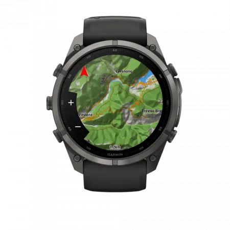 Смарт-годинник Garmin 9 51мм, Titanium з Pebble Gray темно-сірим силіконовим ремінцем