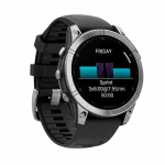 Смарт-годинник Garmin Fenix E 47мм, AMOLED Stainless Steel з чорним силіконовим ремінцем
