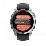 Смарт-годинник Garmin Fenix E 47мм, AMOLED Stainless Steel з чорним силіконовим ремінцем