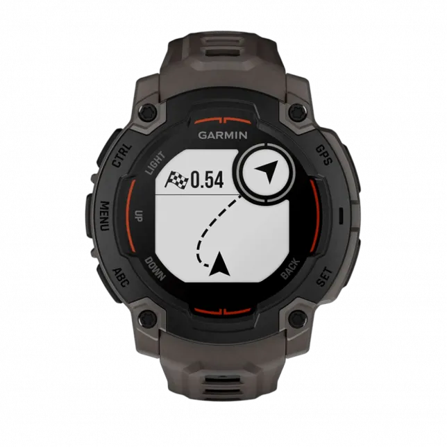 Смарт-годинник Garmin Instinct E 45 мм Black чорний з Charcoal коричневим силіконовим ремінцем