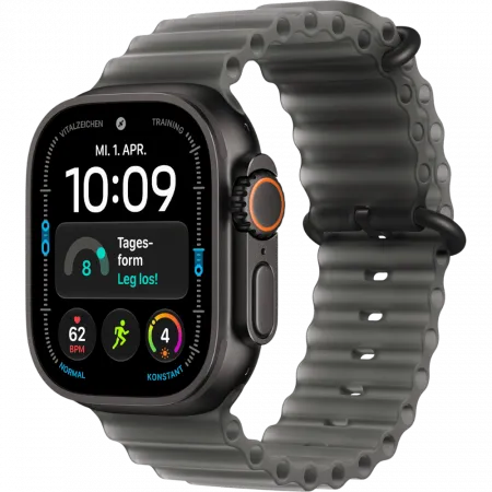 Apple Watch Ultra 4 GPS + LTE 49mm Black Titanium Case with Translucent Black Ocean Band (MJAY4)