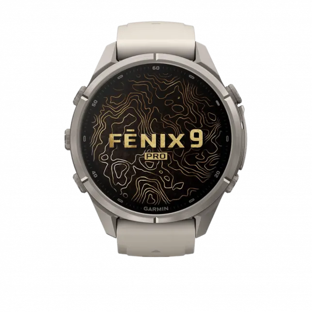 Смарт-годинник Garmin Fenix Pro 43мм, Titanium з Fog Grey/Dark Sandstone сірим/темно сірим силіконовим ремінцем