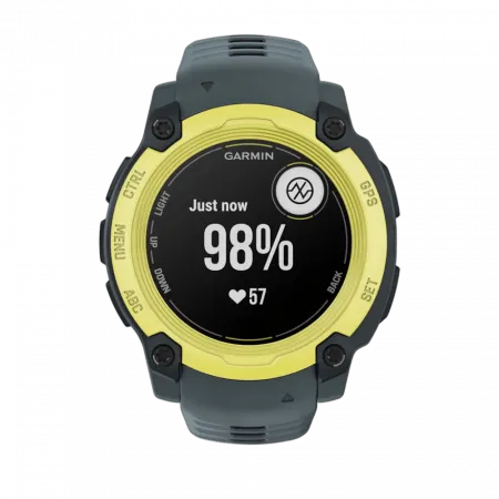 Смарт-годинник Garmin Instinct E 40 мм Electric Lime жовтий з Twilight сірим силіконовим ремінцем