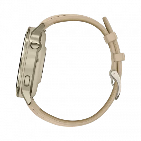 Смарт-годинник Garmin Venu 4 41 мм Lunar Gold з Bone світло-бежевим силіконовим та Light Sand бежевим шкіряним ремінцями